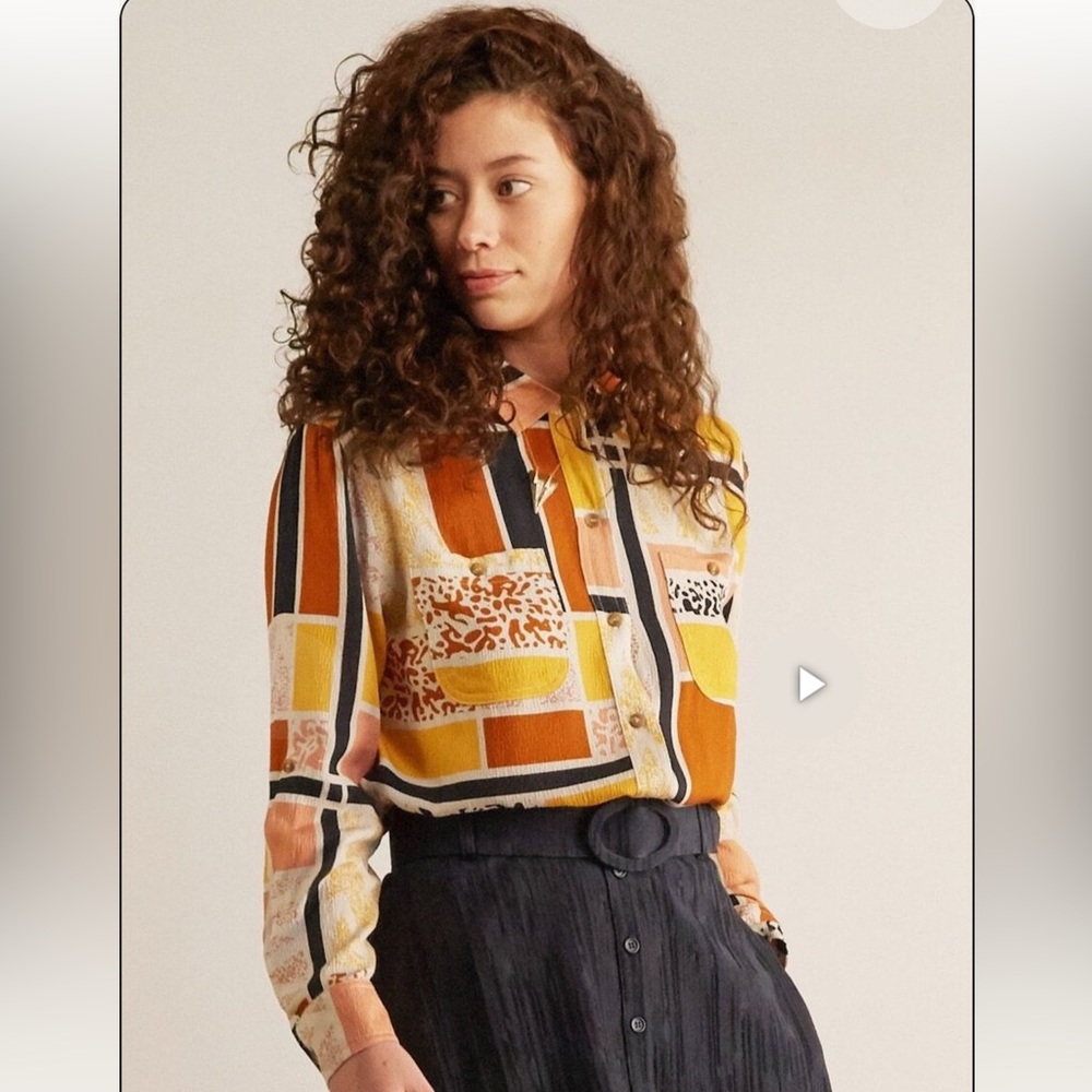 Anthropologie Odells Patchwork Button Down Shirt - image 3